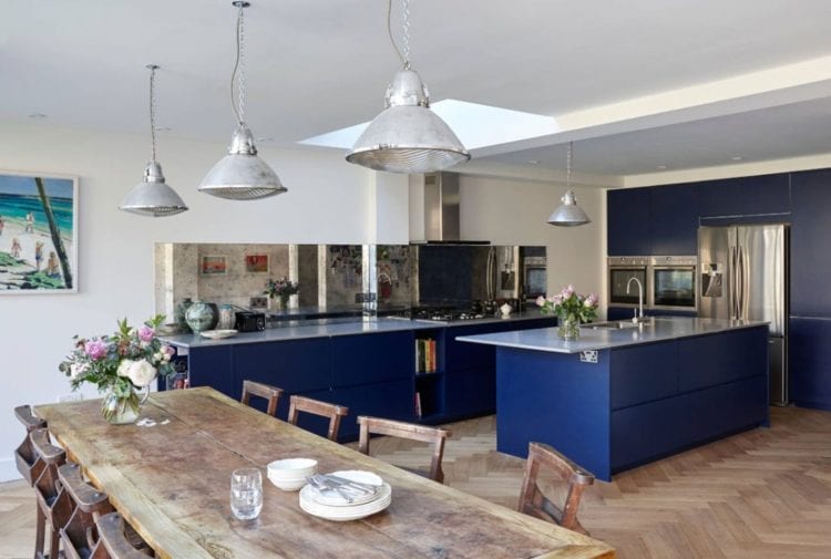 blue color kitchen