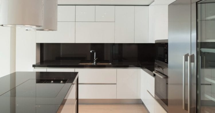 black kitchen backsplash
