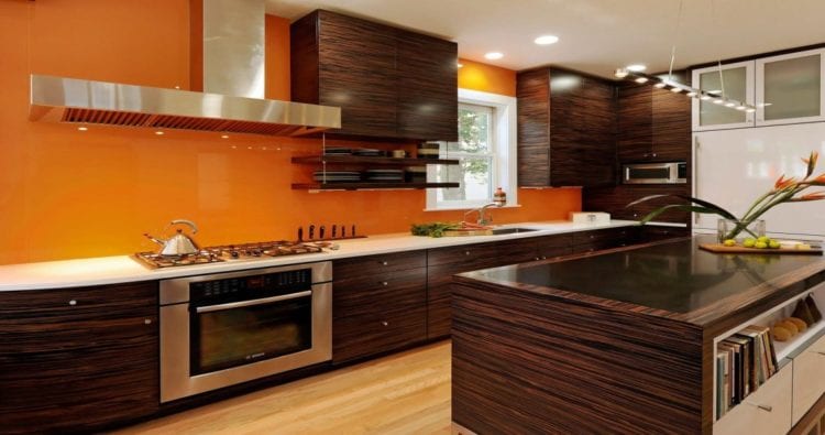 orange kitchen backsplash