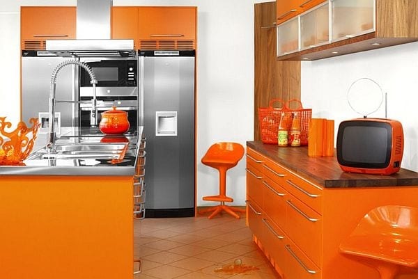 orange kitchen island