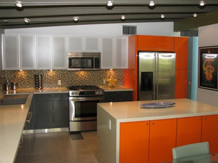 orange kitchen island