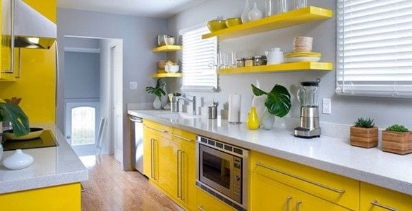 yellow kitchen island