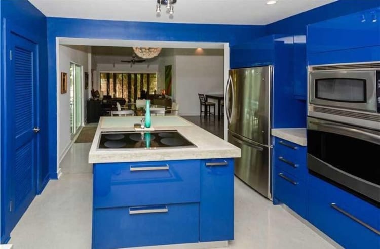 blue kitchen island