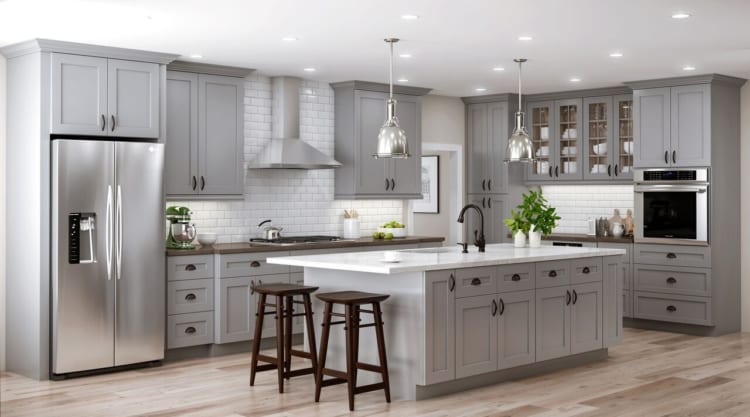 gray kitchen appliances