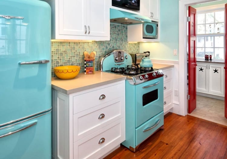 blue kitchen appliances
