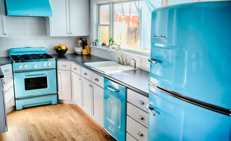 blue kitchen appliances