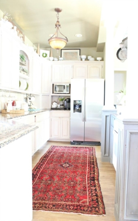 red kitchen rug