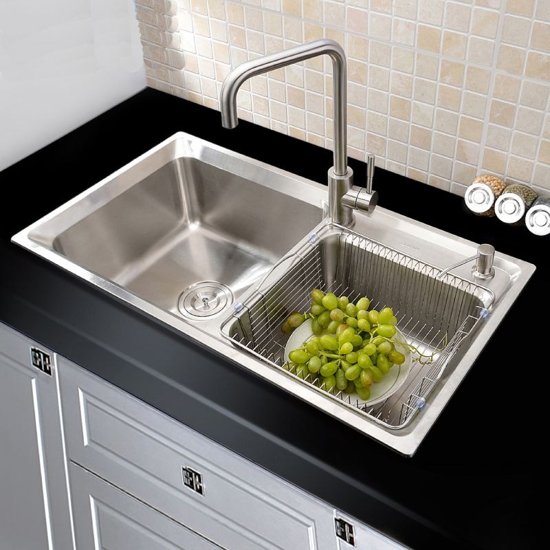 Modern Kitchen Sink 2 Bowls Brushed # 304 Stainless Steel Sink Topmount Sink (Faucet Not Included) AOM8245M | Double kitchen sink, Modern kitchen sinks, Double stainless steel kitchen sink