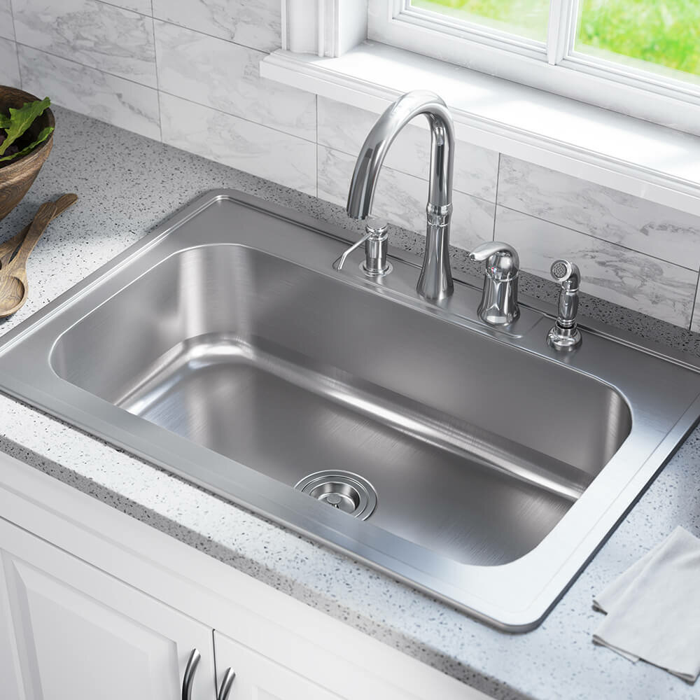 MRDirect Stainless Steel 33" x 22" Drop-In Kitchen Sink & Reviews | Wayfair