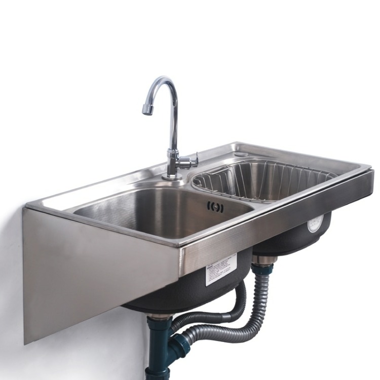Kitchen sink stainless steel wall mounted sinks with fixed bracket single/double bowl tank vegetable washing basin mx4100953|Kitchen Sinks| - AliExpress