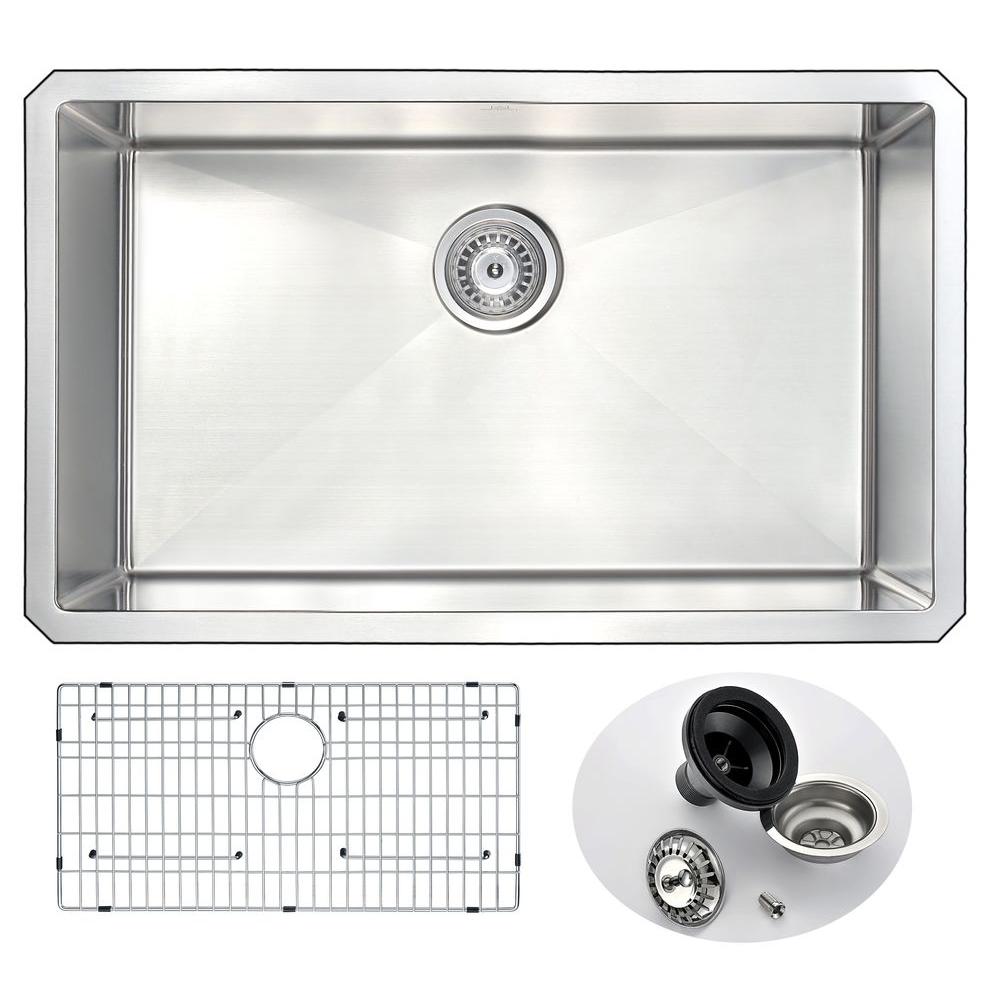 ANZZI VANGUARD Series Undermount Stainless Steel 30 in. 0-Hole Single Bowl Kitchen Sink-K-AZ3018-1A - The Home Depot