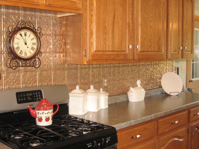 Copper Backsplash with Oak