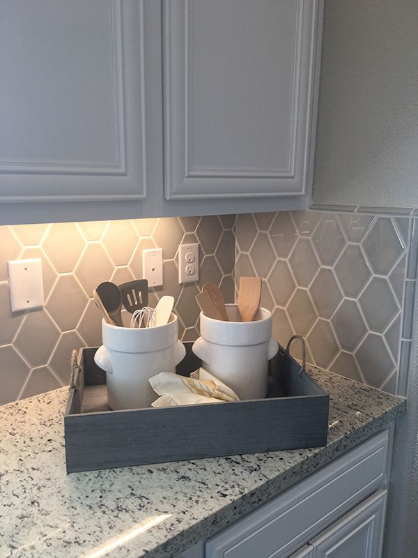 Grey Hexagon Kitchen Backsplash