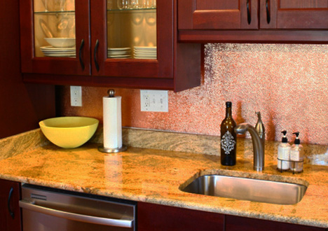 Minimalist Sink Design with Copper Backsplash
