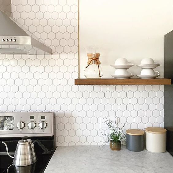 Small Hexagon Kitchen Backsplash