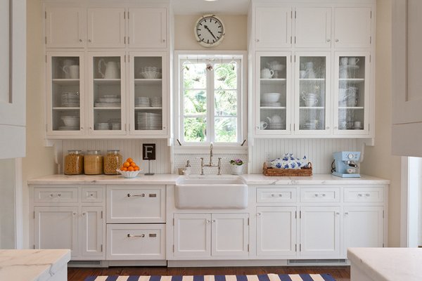 White Glass Kitchen Cabinets