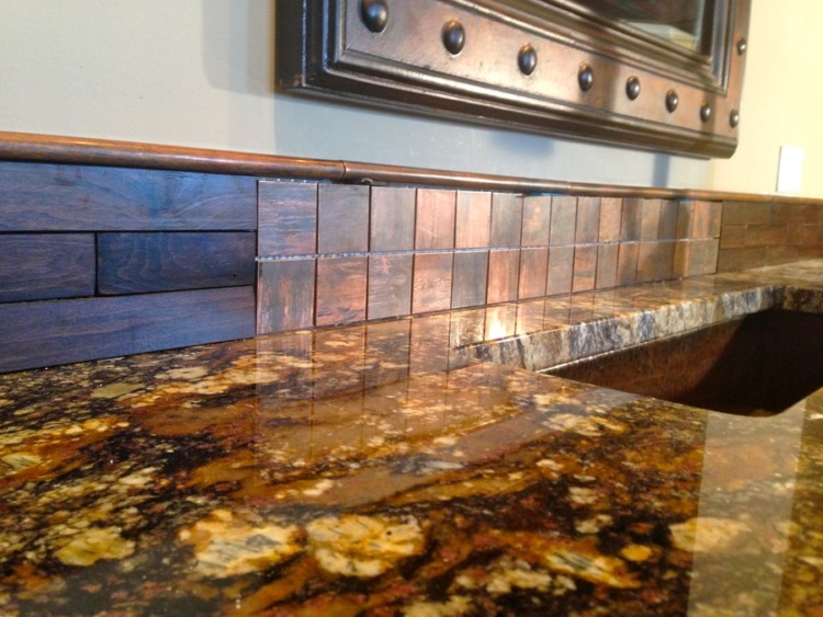Wood and Copper Backsplash