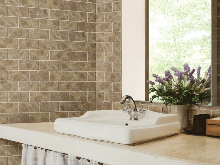 Earthy Tone Tumble Marble Backsplash Ideas