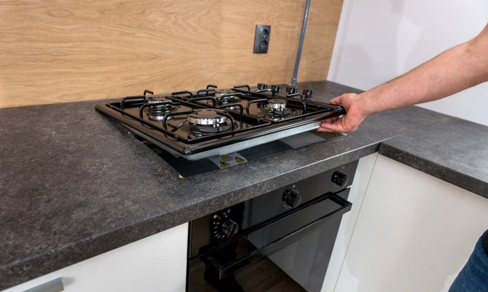 Attach granite countertop to the cooktop