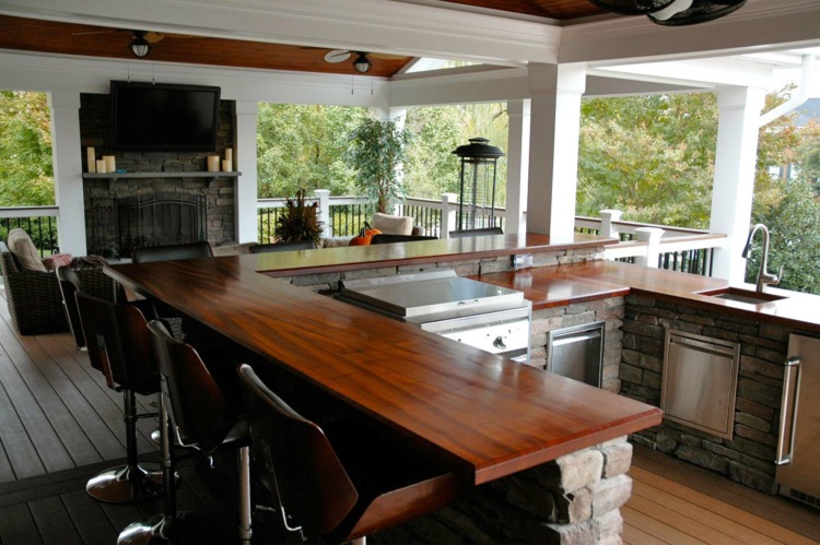 Butcher Block Countertop for Semi Outdoor Kitchen