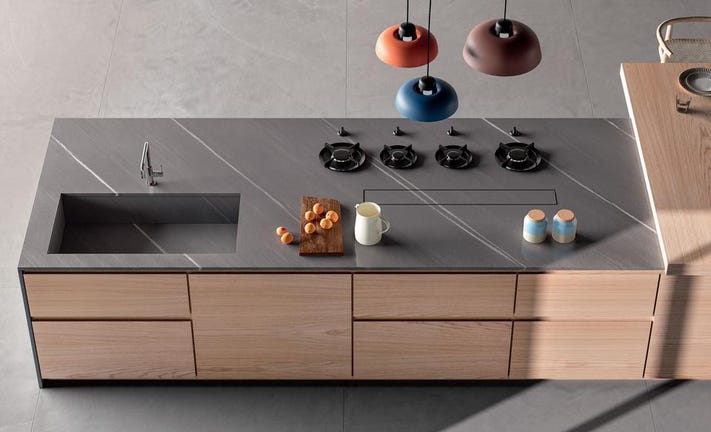 Elegant Classic Wood Look Tile Countertop