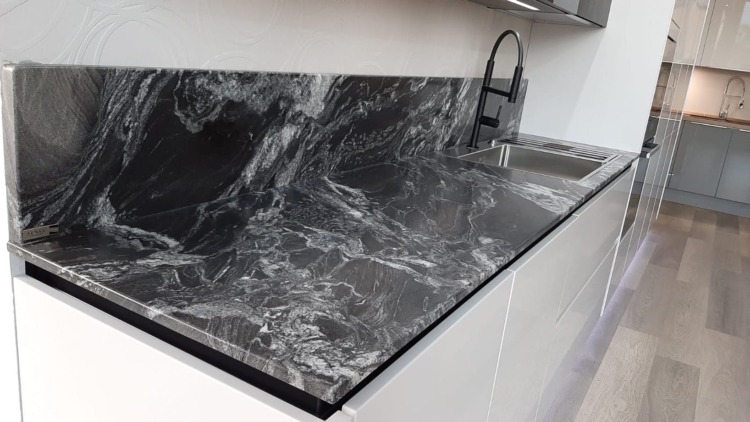 Monochrome Countertop with Black Granite Top