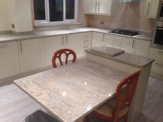 Simple Kashmir Cream Granite Island and Countertop