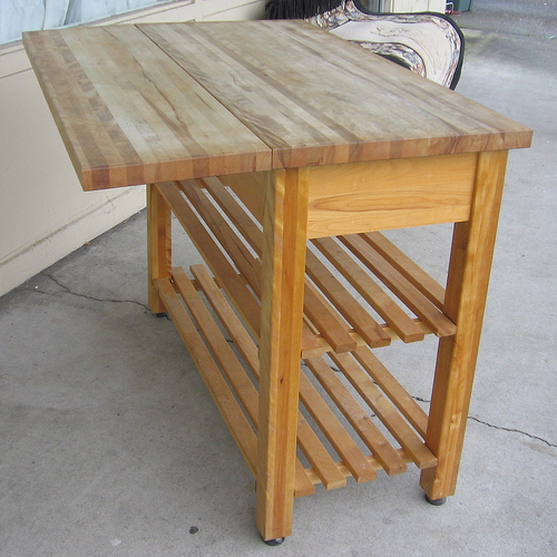 Small Butcher Block Island with Wheels