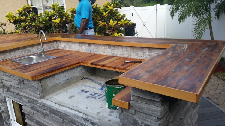 Two-Level Butcher Block Countertop