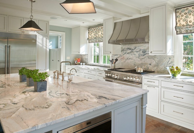 White Fantasy Quartz Countertops Design Ideas