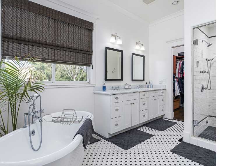 separate tub and shower double sink