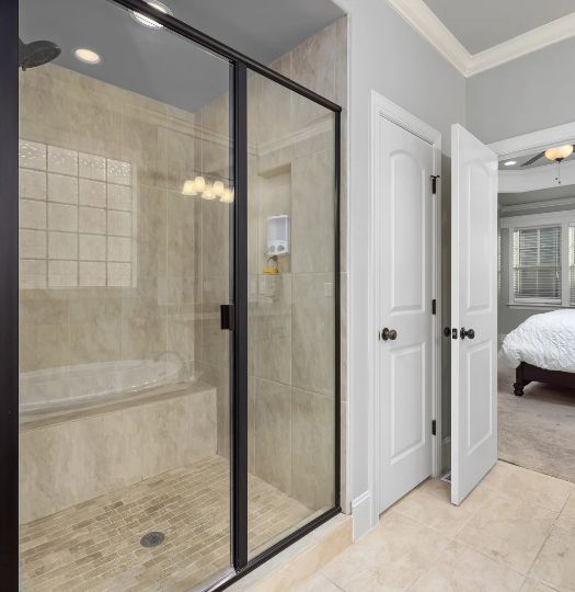 bathroom with door open