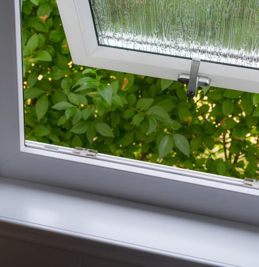 open window in bathroom