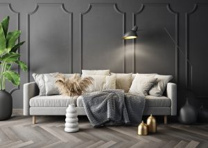 lamp in grey living room